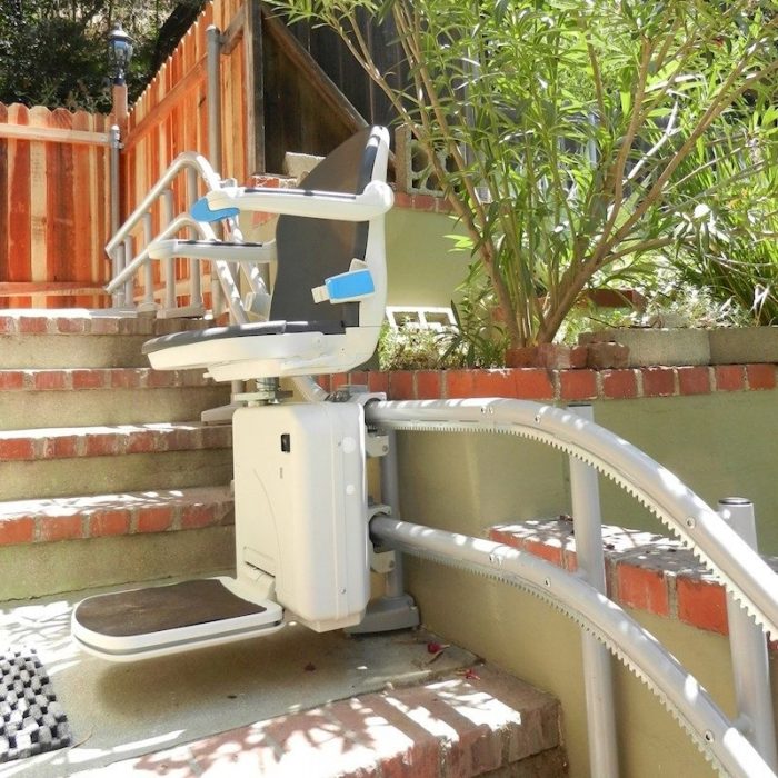Sacramento Outdoor curved stairchair exterior chairlift outside chairstair 